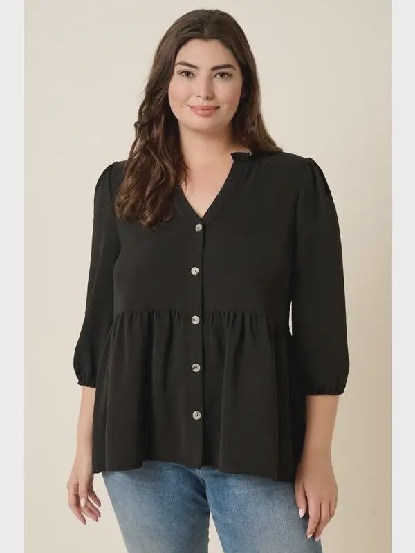 PLUS Airflow Ruffle Detail Babydoll Blouse