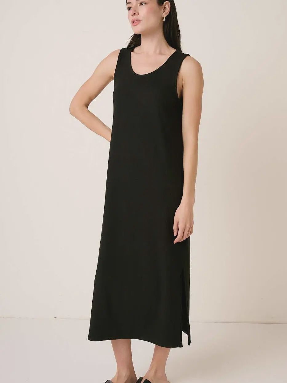 Plus Rib Knit Round Neck Tank Maxi Dress