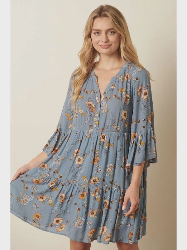 Flower Print Babydoll Dress
