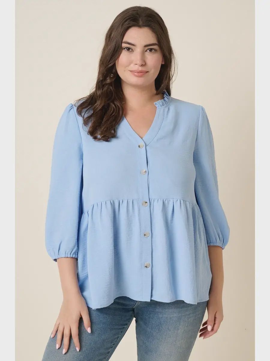 PLUS Airflow Ruffle Detail Babydoll Blouse