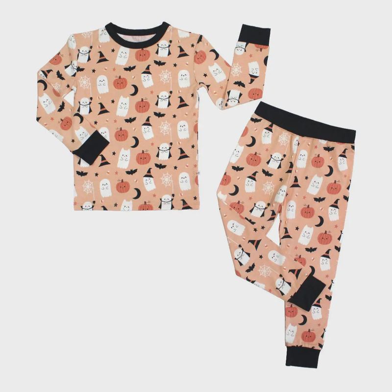 Boo-Tastic Glow-in-The-Dark Halloween Two-Piece Bamboo LS Kids Pajama Set