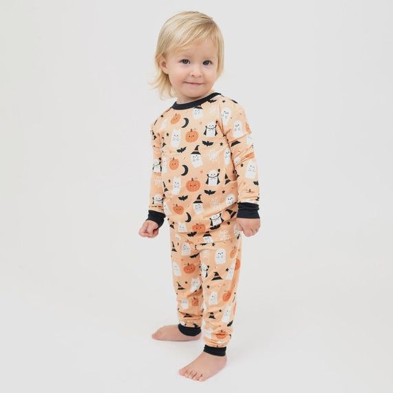Boo-Tastic Glow-in-The-Dark Halloween Two-Piece Bamboo LS Kids Pajama Set
