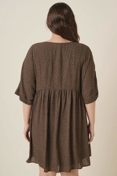 Plus Leopard Print Babydoll Mini Dress