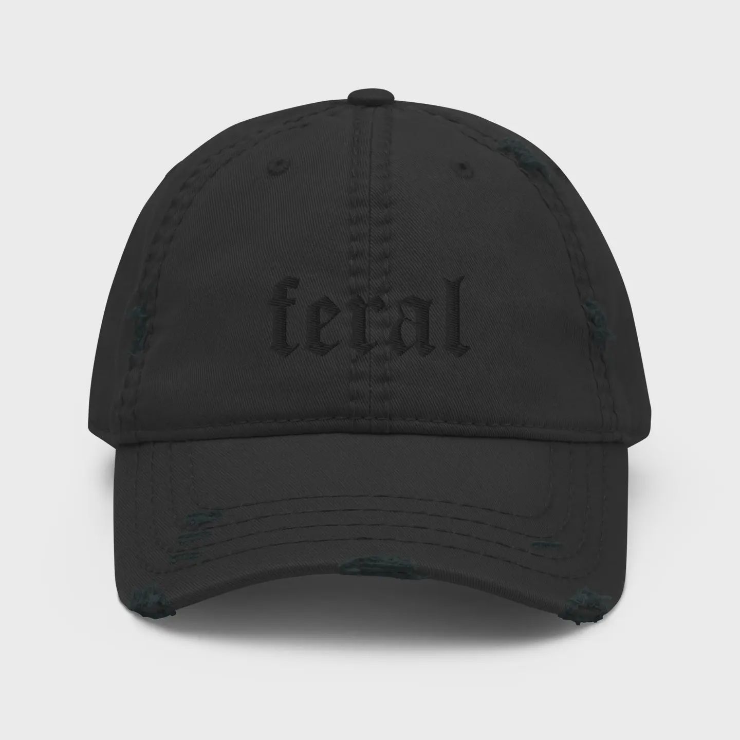 Feral Blackout Distressed Dad Hat, Color: Black