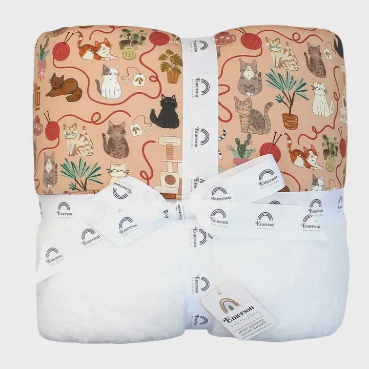 Cats Meow Bamboo &amp; Fleece Throw Blanket-Twin