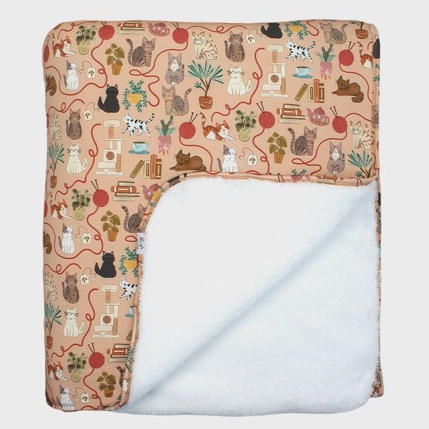 Cats Meow Bamboo &amp; Fleece Throw Blanket-Twin