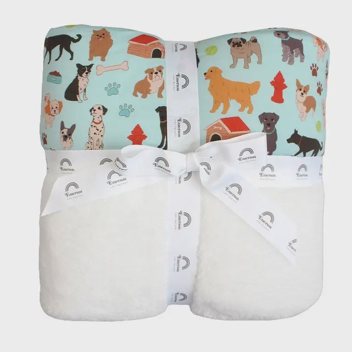 Dogs Bark Bamboo &amp; Fleece Throw Blanket-Twin
