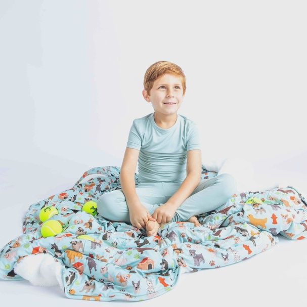 Dogs Bark Bamboo &amp; Fleece Throw Blanket-Twin