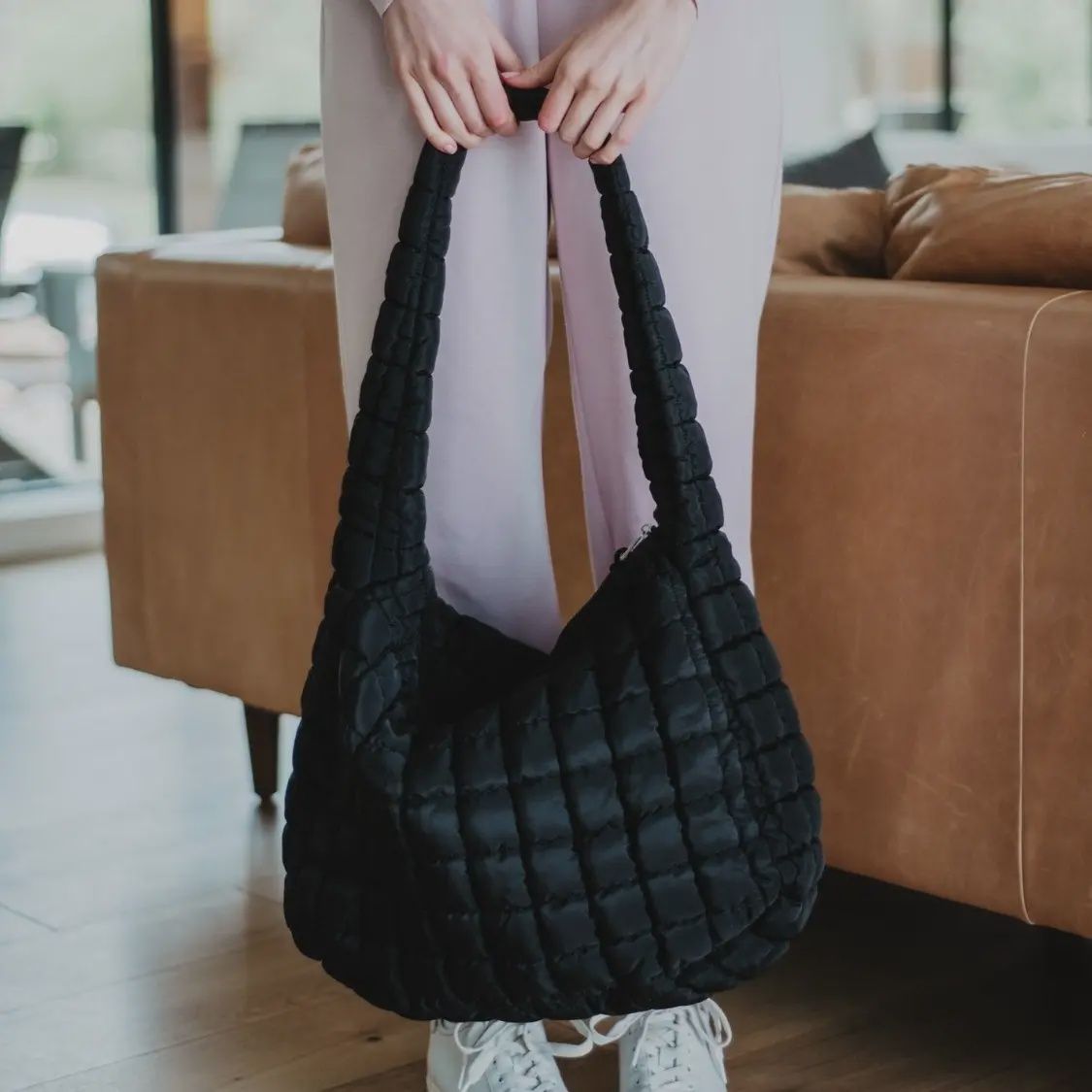 Oversized Quilted Hobo Bag