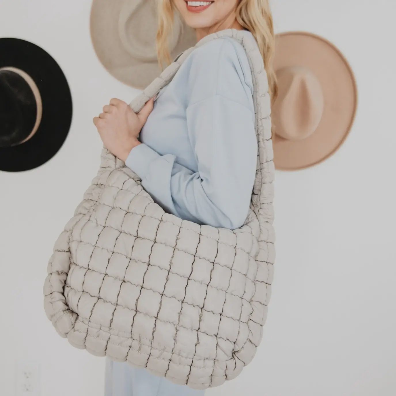 Oversized Quilted Hobo Bag