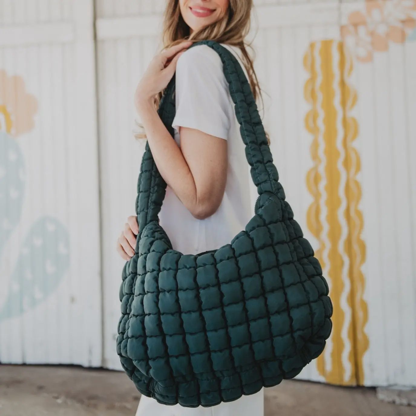 Oversized Quilted Hobo Bag