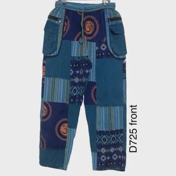 Cotton Patchwork Om and Aztec Zip Pocket Pant D725