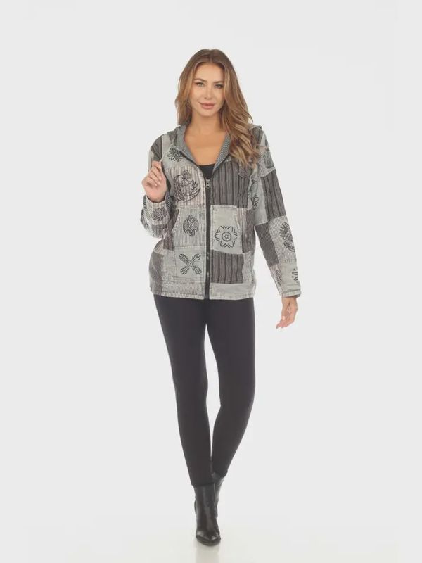 Cotton Patchwork Zip Jacket D926