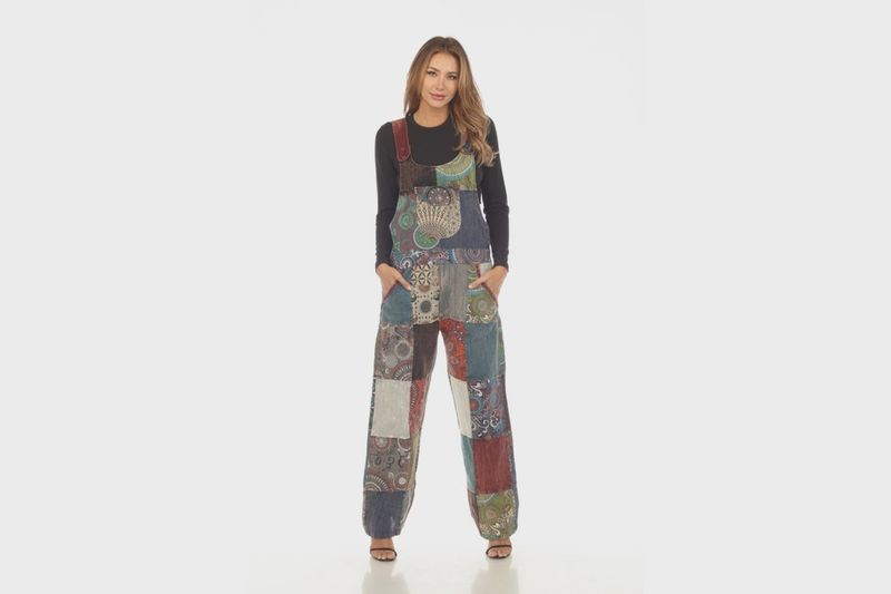 Cotton Multi Print Patch Stone Wash Jumpsuit NC2008