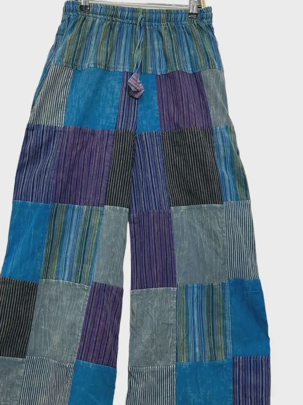 Cotton Multi Patch Purple Lake Palazzo Pant D1021