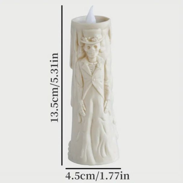 Led Skull Bride &amp; Groom Candle Set