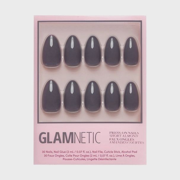 Ash Gray Press-On Nails | Fall Solids | Short Almond