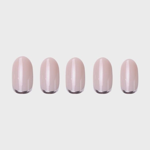 Silver Belle Press-On Nails|Natural Nail| Silver Accent