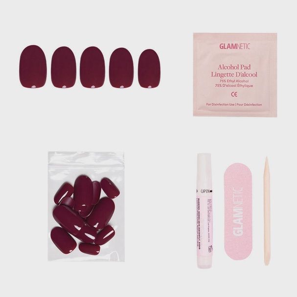 Berry Maroon Press-On Nails | Fall Solids | Short Round