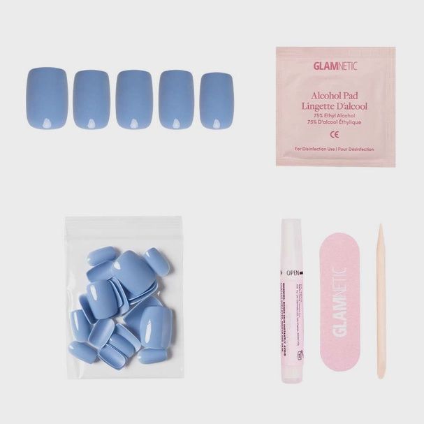 Cashmere Blue Press-On Nails | Short Squoval | Holiday Nails