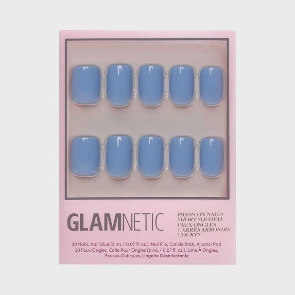 Regal Blue Press-On Nails | Short Round Solid Holiday Nails