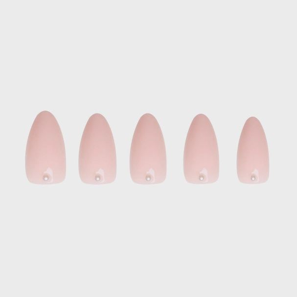 Wifey Press-On Nails | Short Almond Nude Pearl Bridal Nails