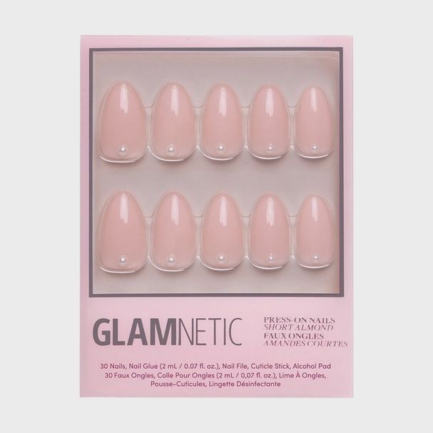 Wifey Press-On Nails | Short Almond Nude Pearl Bridal Nails