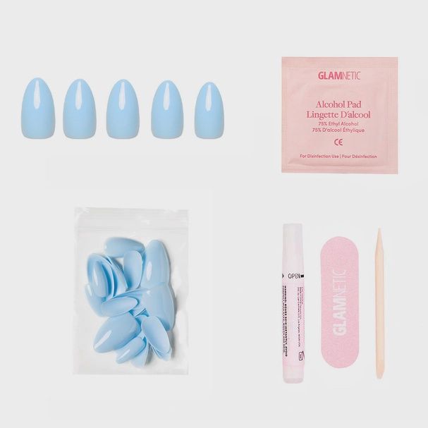 Soft Blue Press-On Nails | Short Almond Solid Nail