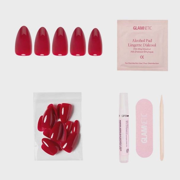 Classic Red Press-On Nails | Short Almond Holiday Solidnails