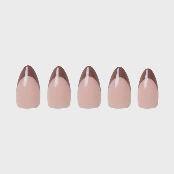 Chocolat Press-On Nails | Brown French Tip | Short Almond
