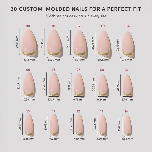 Goal Getter Press-On Nails | Medium Almond Nude Gold Luxe Nails