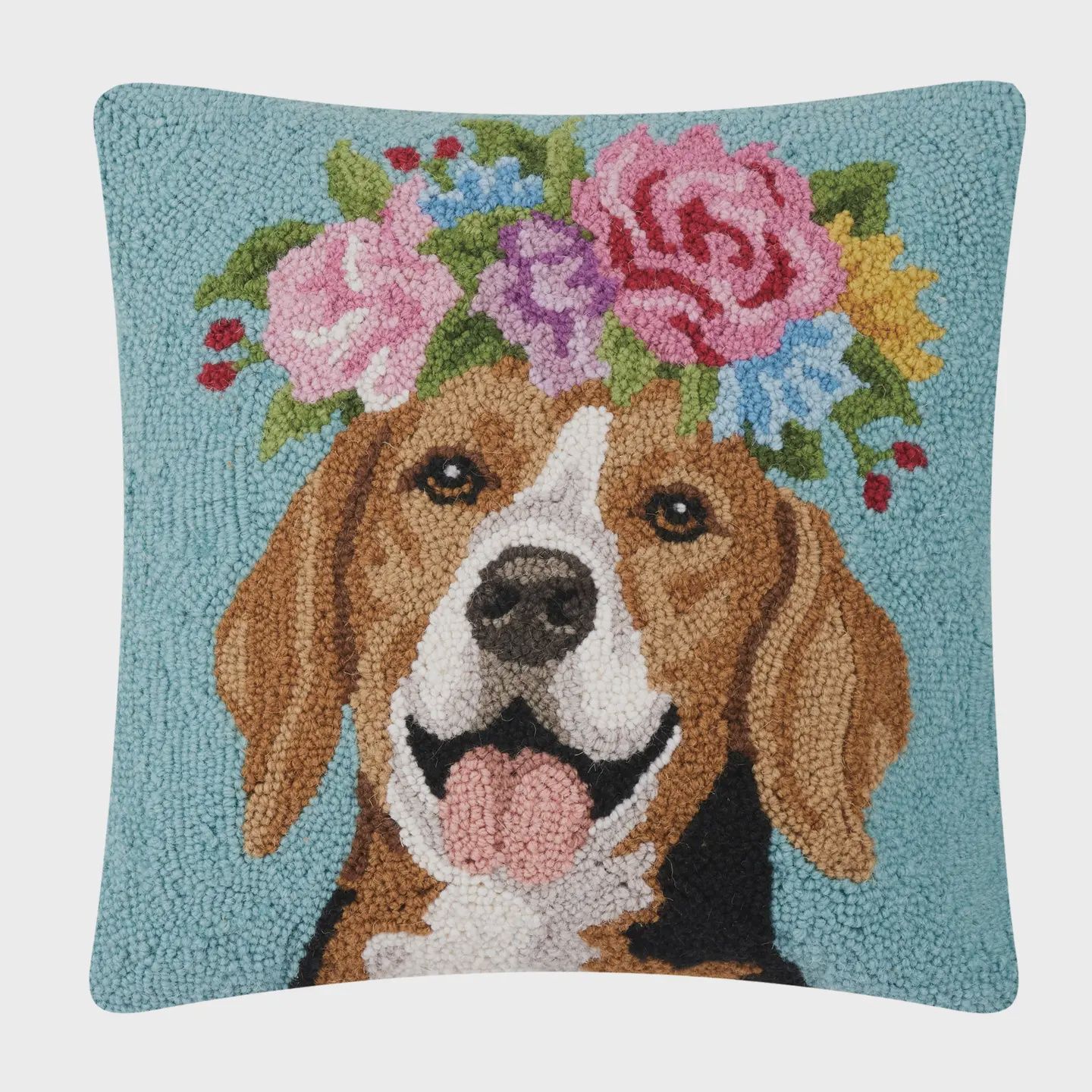 Floral Beagle Hook Pillow