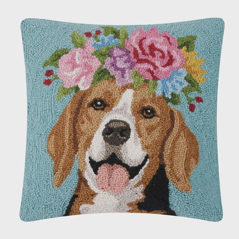 Floral Beagle Hook Pillow