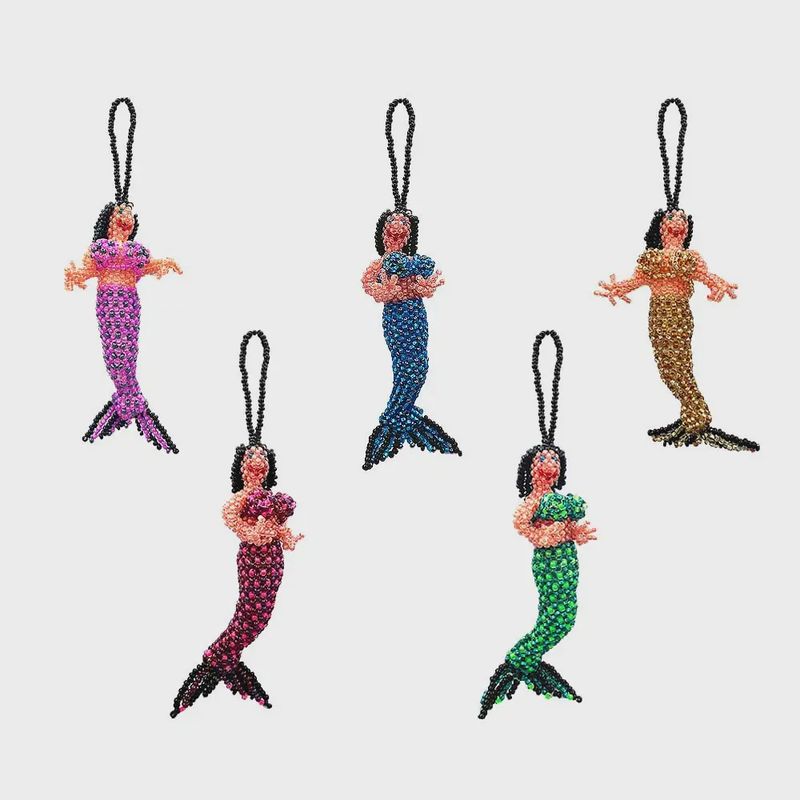 Beaded Mermaid Figurine Seed Bead Hanging Ornament