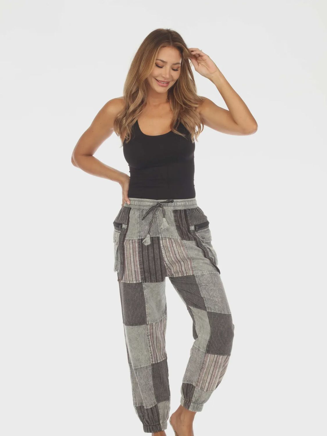 Grey Zip Cargo Pant D889