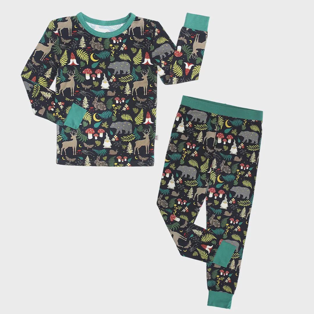 Night Forest Bamboo LS Kids Pajama Pants Set