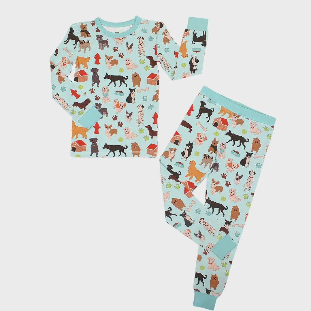 Dogs Bark Two-Piece Bamboo Kids Pj Pants Set
