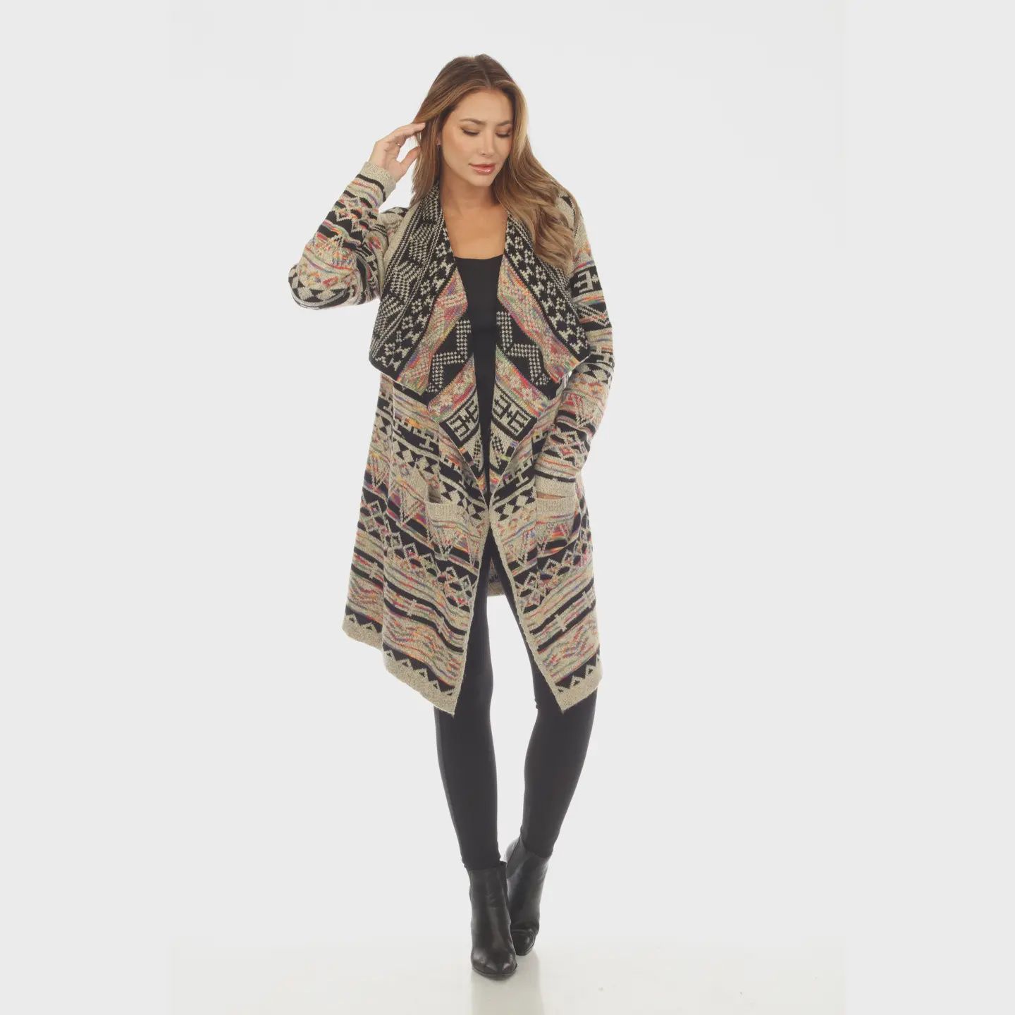 Boho Open Front Long Cardigan Sweater (KF2186)