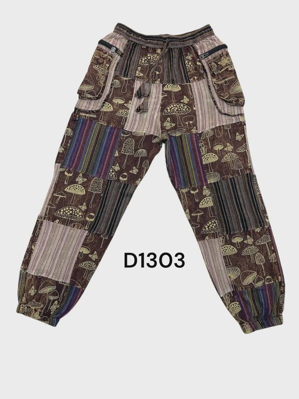 Cotton Brown Multi Patchwork Bottom Closer Mushroom D1303