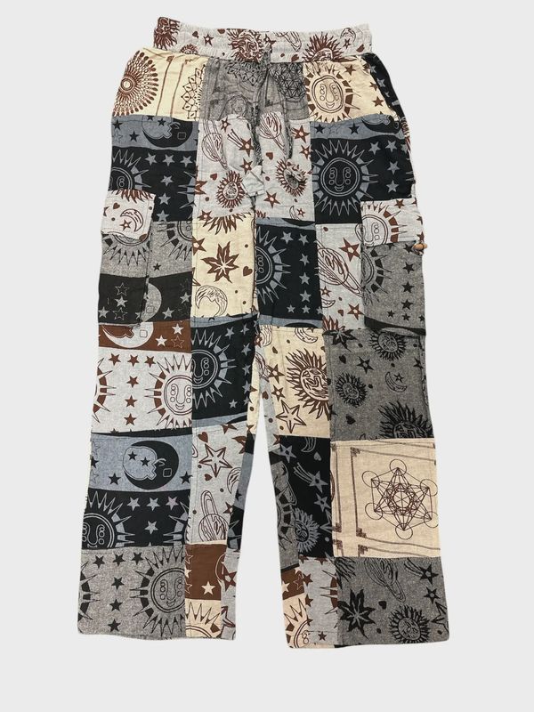 Cotton B/W Multi Print Block Patchwork Pant DT100
