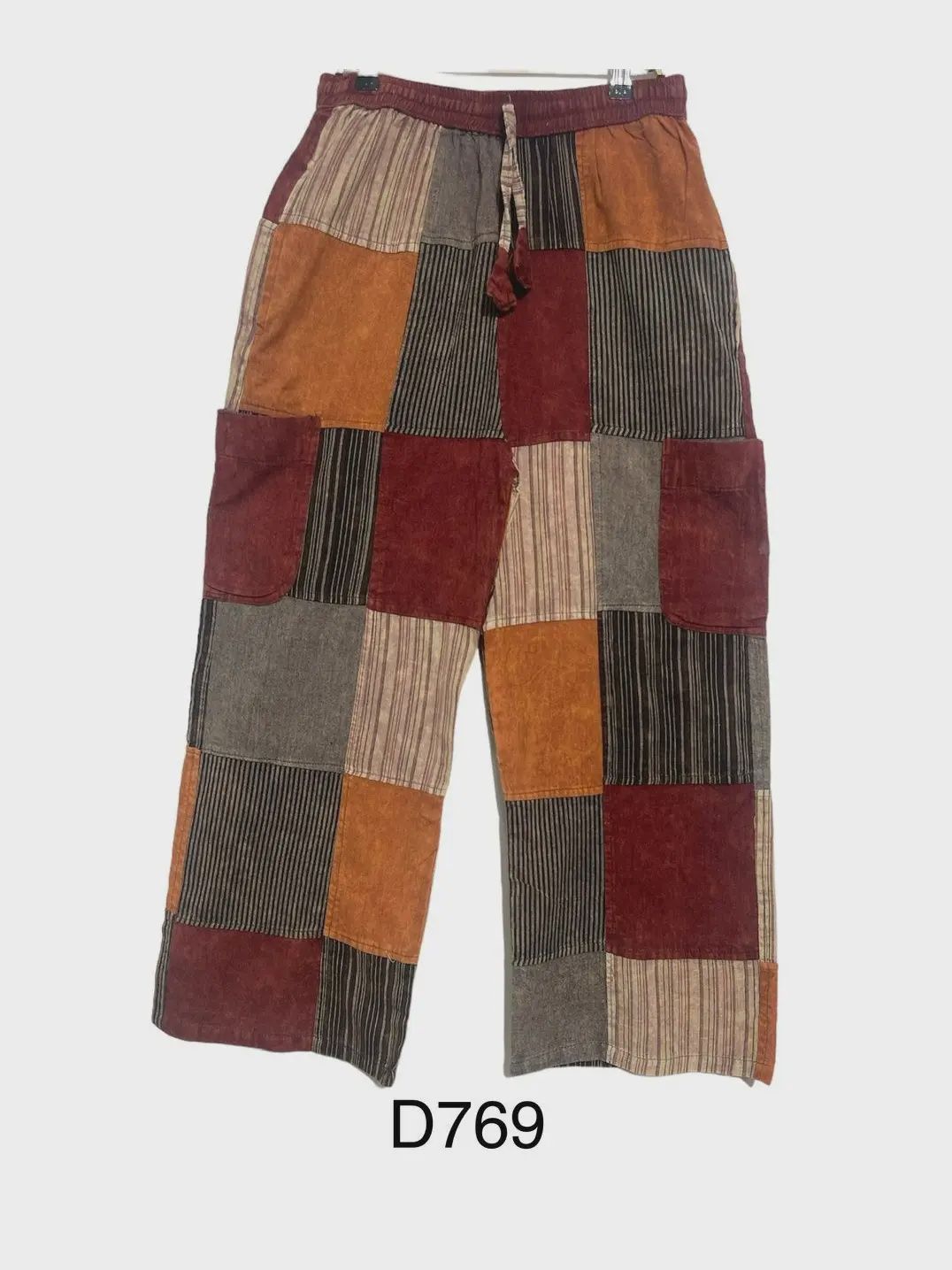 Cotton Multi Red Patchwork Mountain Pant D769