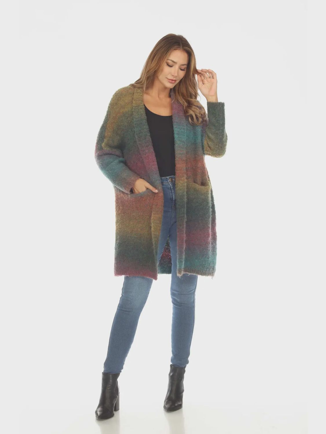 Women&#39;s Super Soft Multi Pocket Open Front Sweater