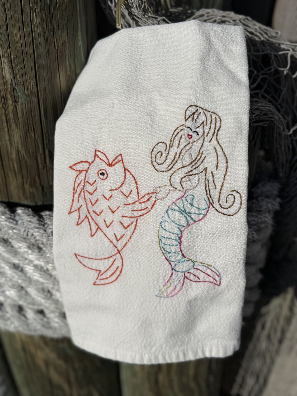 Dancing Mermaid and Fish Towel