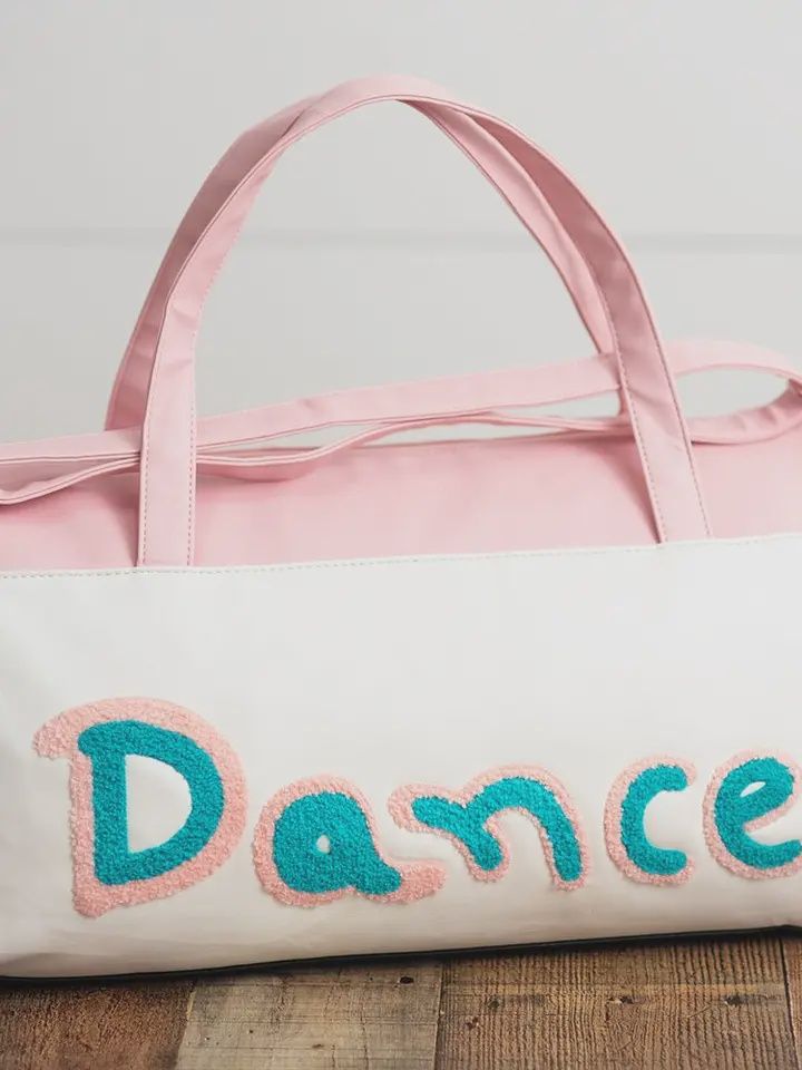 Kids Pink &amp; Blue Fuzzy Letter Weekender Dance Travel Bag
