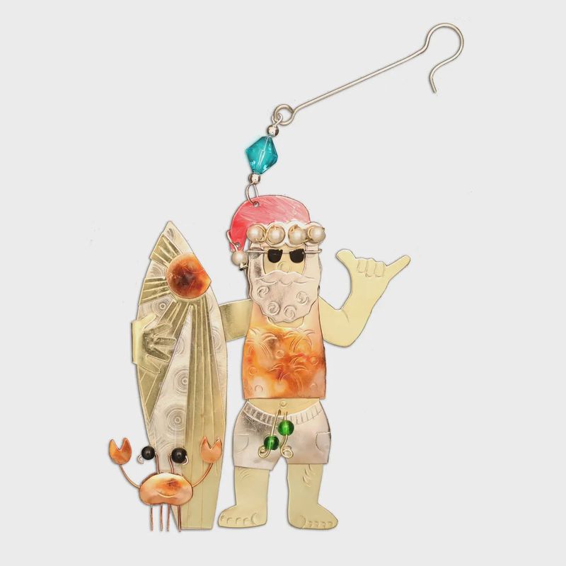 Surfing Santa Ornament