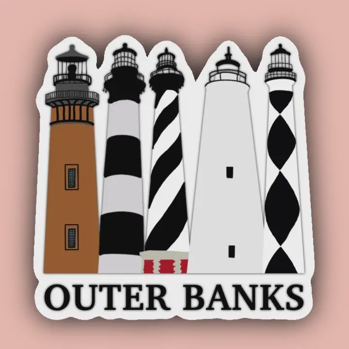Outerbanks Lighthouses - 3&quot; Waterproof Sticker