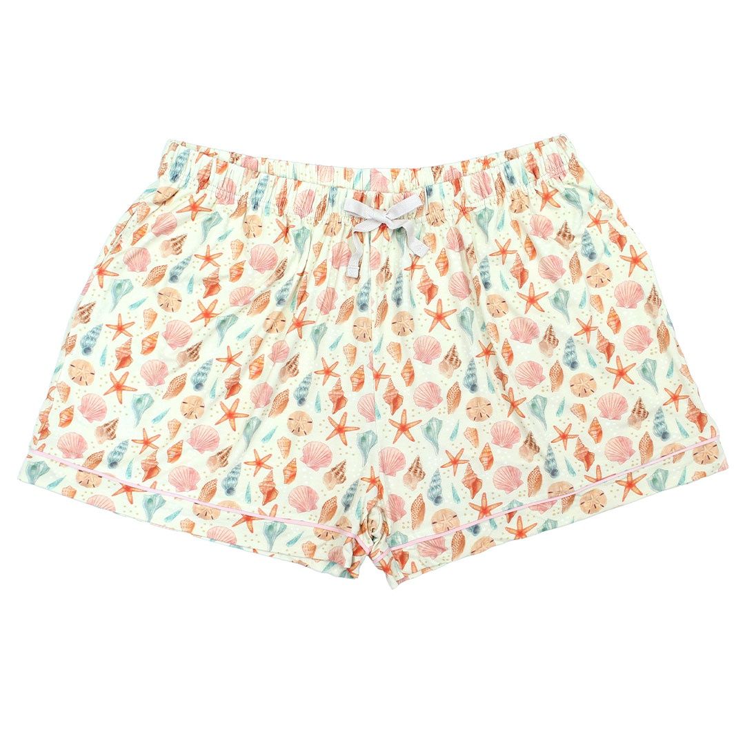 Sandy Seashells Womens Bamboo Pajama Shorts