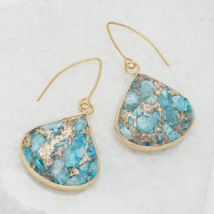 Emperor Stone Blossom Earrings - 14K Gold Plated Natural Stone Studs