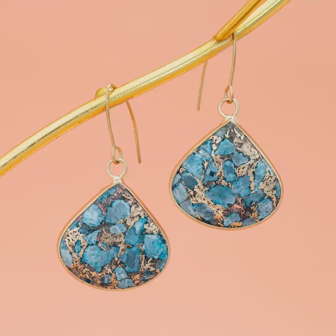 Emperor Stone Blossom Earrings - 14K Gold Plated Natural Stone Studs