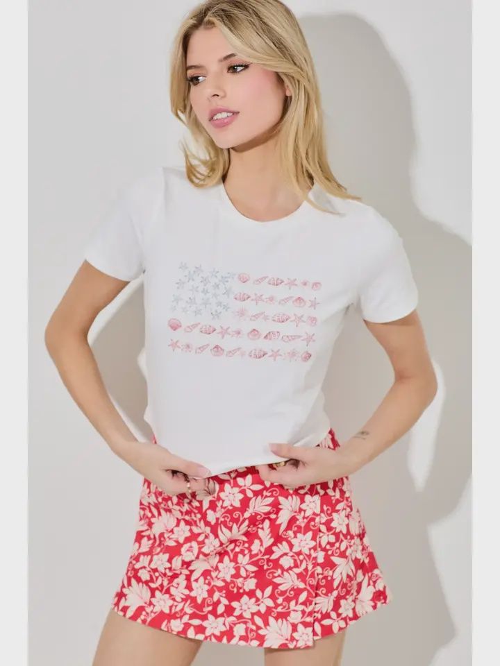 (Plus) Seashell and Seastar Printed Baby Tee